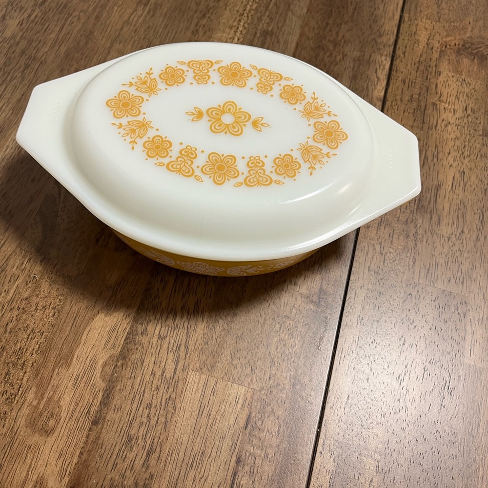 Vintage 1970’s Butterfly Gold Casserole with Lid